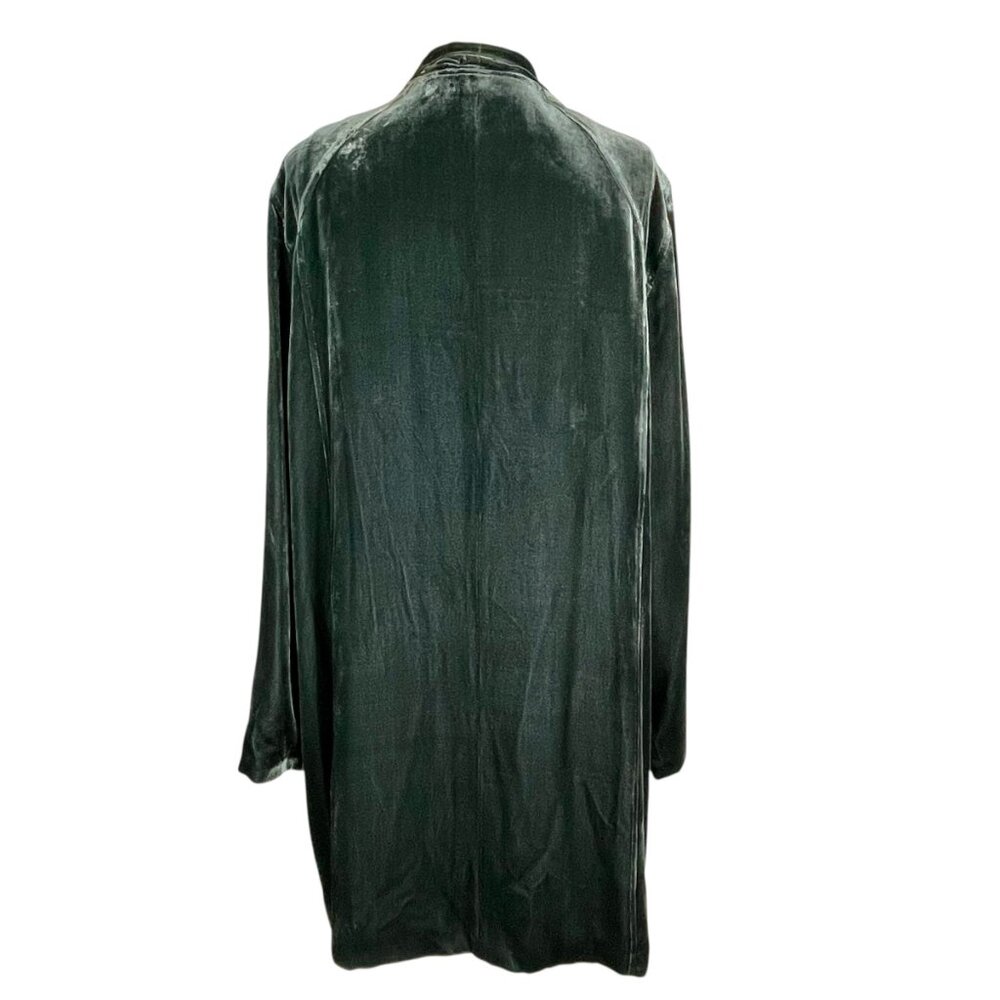 Poetry Silk Velvet Open Front Jacket Drape Collar Charcoal Gray Size 16 Luxury - Picture 4 of 12